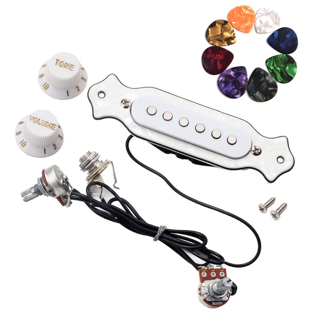 1 sets Pre-wired 6-string Cigar Box Guitar Pickup Soundhole Harness with Picks, Volume & Tone for Electric Guitar