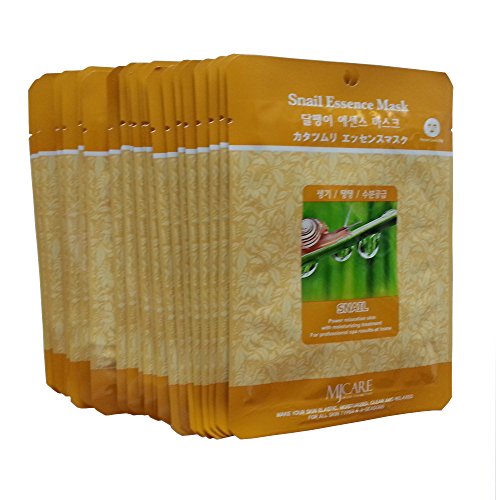 MJ Snail Essence Face Skin Facial Sheet Pack Elastic,Moisturized,Clean,Relaxed 30Pcs (Snail)
