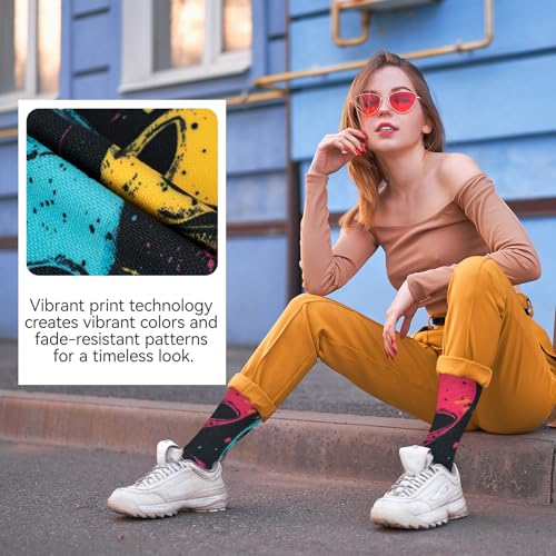 Image of Novelty Crew Socks for Unisex Wild Side with These Eye-Popping Prints 3 Pairs One Size