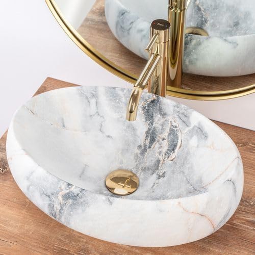 REMANENCE Wash Basin Countertop | Tabletop Ceramic Bathroom Sink | Wash Basin Over Counter | Ceramic Wash Basin (Marble Beige)