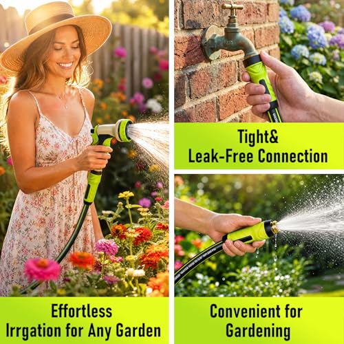 Image of Garden Hose 50ft x 5 /8 inch, Heavy Duty Water Hose, Flexible and Durable, Kink Resistant Lightweight Hybrid Hose, Leakproof Yard Hose with Male to Female Fittings