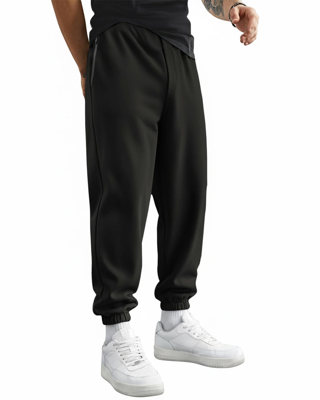 bewakoof Men's Solid Oversized Fit Cotton Joggers| Trackpants | Lightweight & Flexible Elastic Waist | Relaxed Casual Joggers | Side Pockets-picture-23