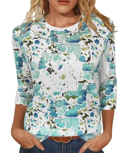 Image of JomeDesign Sweaters for Women 3 /4 Sleeve Tops Round Neck Loose Casual Blouses