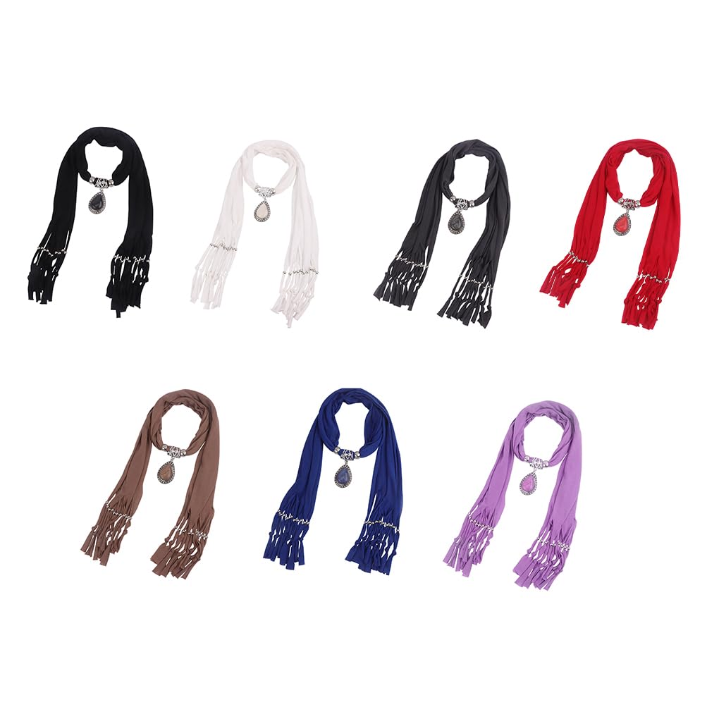 Collana lunga da donna in resina con ciondolo a forma di scialle, sciarpa, sciarpa con ciondolo