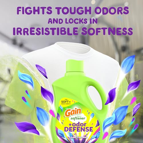 Image of Gain Super Fresh Blast Liquid Odor Defense Fabric Softener, 140 FL OZ 190 Load, Softening Laundry Conditioner for 2 in 1 Freshness plus Odor Protection