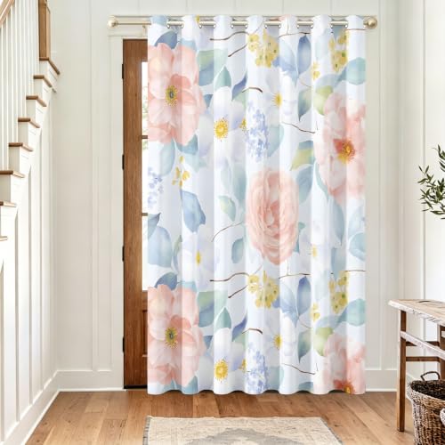 Séparateur de pièce occultant rideau à motif fleurs aquarelle pour studio