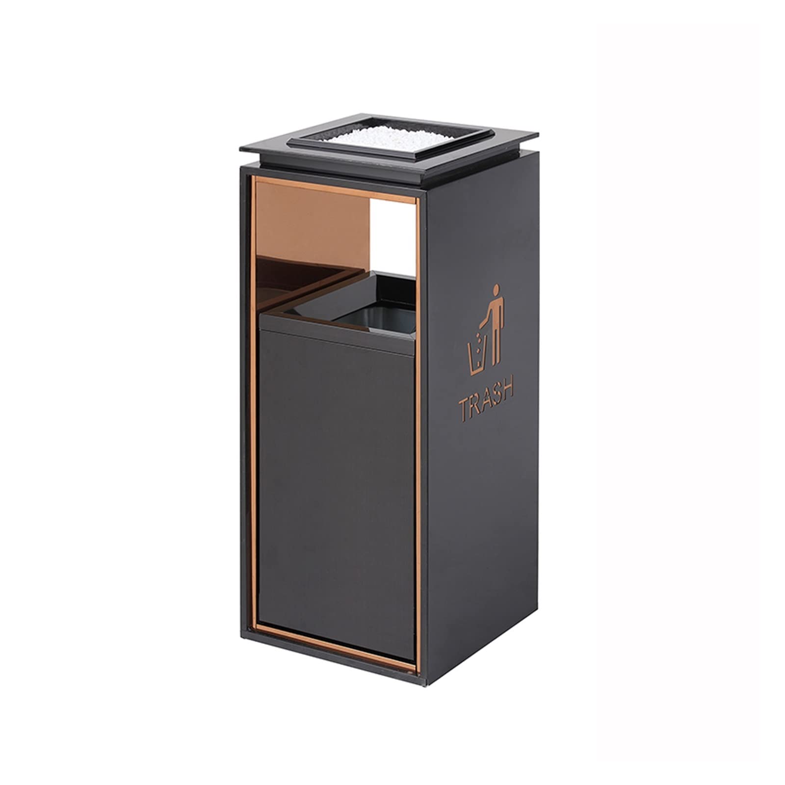 OWOHYG Ashtray Trash Can Stainless Steel Trash Can Ash Column Hotel Lobby With Ashtray Commercial Outdoor Vertical Ash Bucket Outdoor Ashtrays For Cigarettes.Black