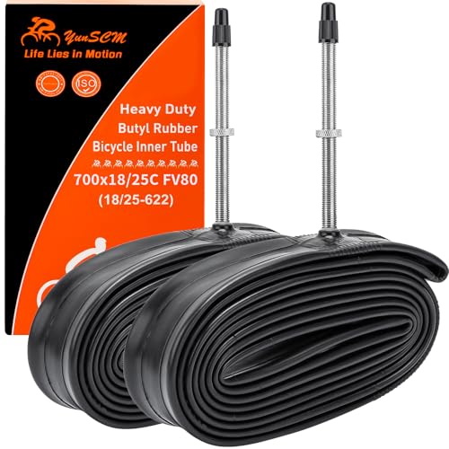 700C Heavy Duty Bike Tubes 700x18C/23C/25C FV80 Presta Valve (18/25-622) 700C Bicycle Inner Tubes Compatible with 700 x 18C 700x23C 700x25C Bike Tire Tubes 2-PCS