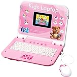 Happiegg Kids Laptop - Educational Toy with Colour Screen, 62 Activities for English Alphabet, Words, Math, Games & Music, Gifts for Boys Girls, Pink