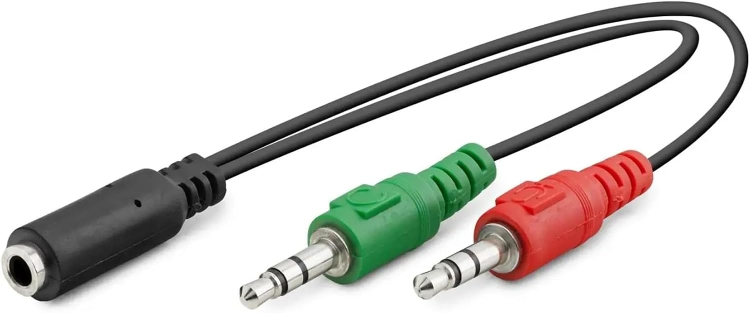HADRON HDX1053 2*3.5MM (M) TO 3.5MM (F) KABLO 2LINE MİKROFON + KULAKLIK 20CM SİYAH
