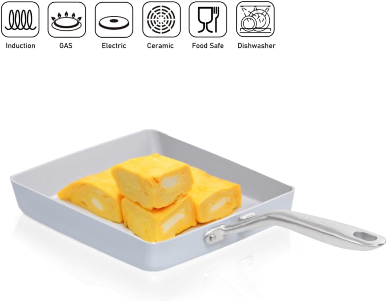 TECHEF - CeraTerra Ceramic Nonstick Tamagoyaki Japanese Omelette Pan/Egg Pan Skillet, (PTFE, PFAS, and PFOA Free), Induction-Ready, Made in Korea - Image 3