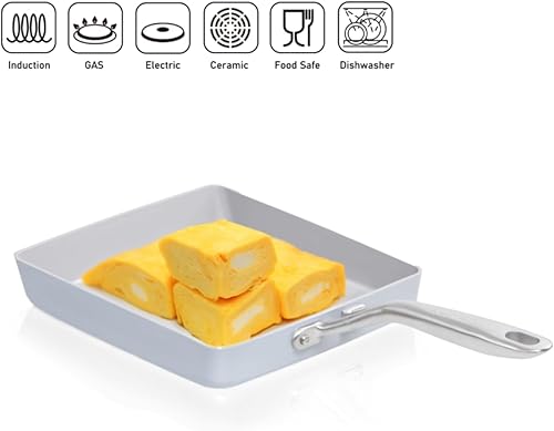 Miniatura 3 de TECHEF - CeraTerra - Sartén de cerámica antiadherente Tamagoyaki para tortilla japonesa, sartén para huevos, sin PTFE, PFAS y PFOA), listo para