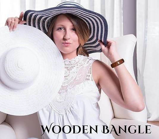Image of Handmade Natural Wooden BangleHandmade Bracelet Vintage Simple Round Natural Wooden Bracelet Bangle for Women Jewelry.
