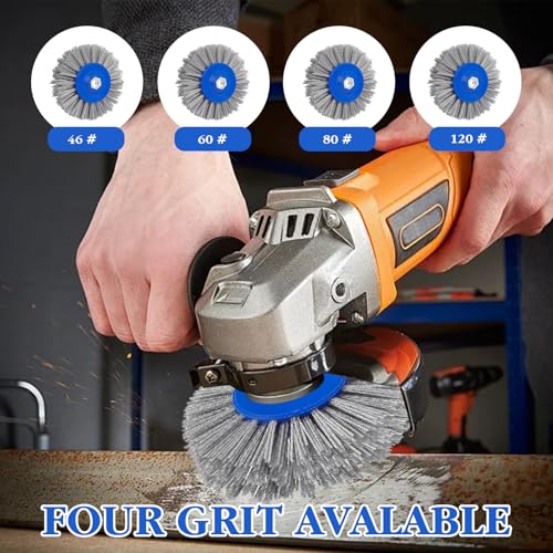 M14 Nylonbürste 150mm Schleifbürste Rundbürste für Winkelschleifer, Strukturierbürste Polierbürste für Holz Metall, 46/60/80/120 Grit Drahtziehrad Satiniermaschine (#60 Körnung)