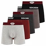 DOCKERS Mens Boxer Briefs Breathable Cotton Underwear for Men Pack of 5