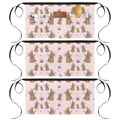 Demi-tablier de cuisine avec 3 poches pratiques, lot de 3 pour la pâtisserie