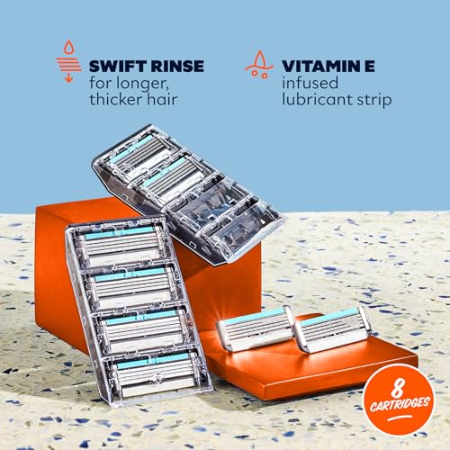 Dollar Shave Club | 4 Blade Razor Refills (8 Pack) | Swift Rinse Blades for Longer and Thicker Hair - Thumbnail 2