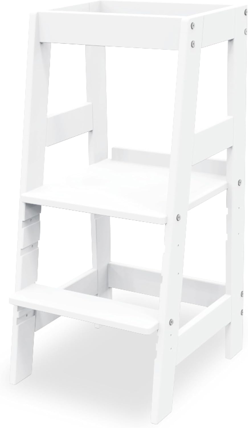 PINOLINO Fino Lernturm - Höhenverstellbarer Kinderhocker ab 1 Jahr – Kinder Tritthocker aus massiver Buche - Kindertritt, Kleinkindturm, Learning Tower Montessori-inspiriert, Weiß lackiert - Amazon product rated Grade B
