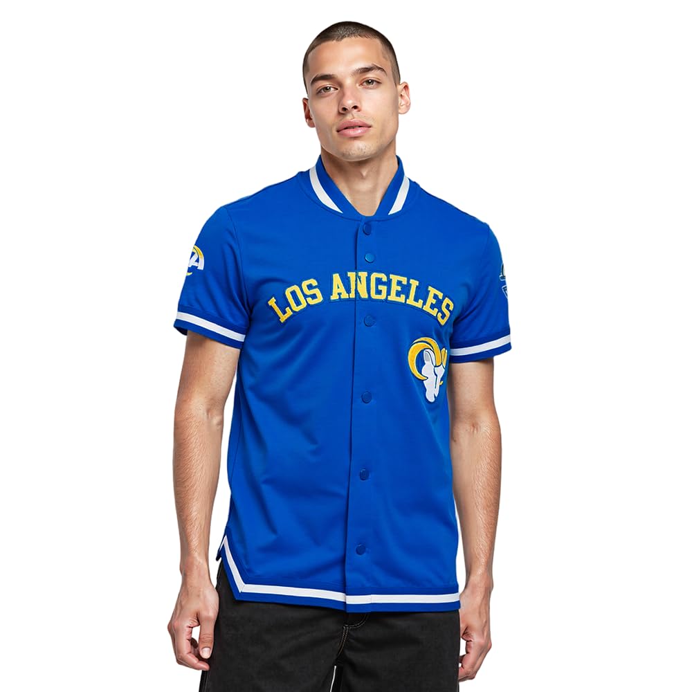 Pro Standard Men's NFL Classic Chenille Cotton Double Knit Button Down T-Shirt