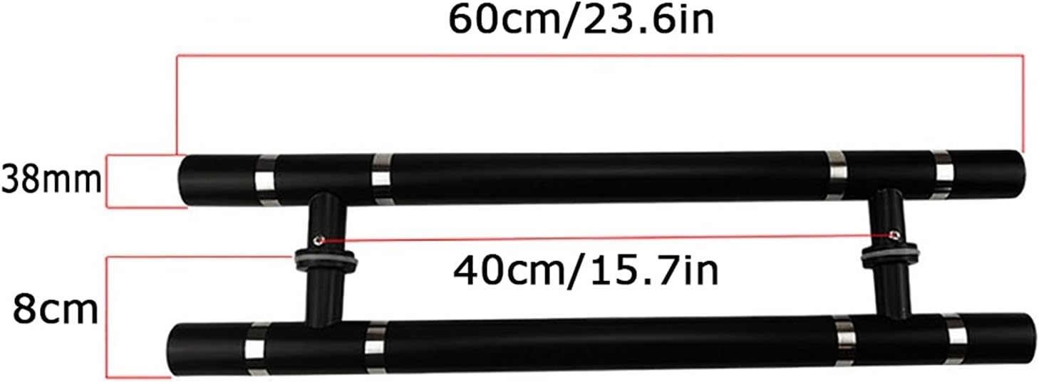 Gate Hardware Door Hardware,Heavy Duty Stainless Steel Handle Glass Door Handle KTV Push-Pull Door Wooden Matte Black Paint Bright Ring Finish(Size:60×40cm)