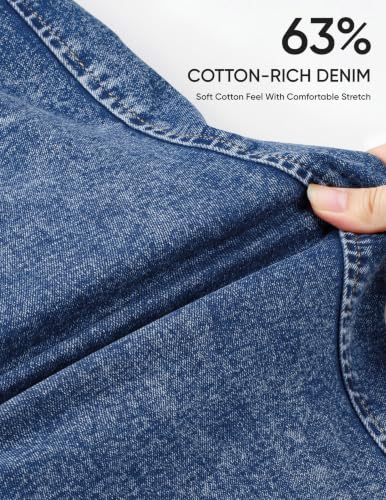Image of JMIERR Men's Stretch Cargo Jeans Loose Straight | Over 60% Cotton Blend, Stretch Denim, Drawstring Waist, 5-Pocket Design, Loose Straight Fit, Casual Workwear Jeans