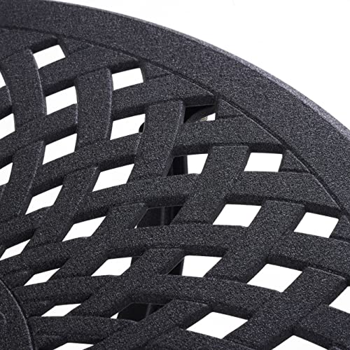 Mandolin Outdoor Patio Table,Rust -Resistant Cast Aluminum Side Table,Weather Resistant End Table，Coffee Table， Perfect For Patio, Backyard Or Garden.(Aluminum Round, Shiny Black) #TOP5