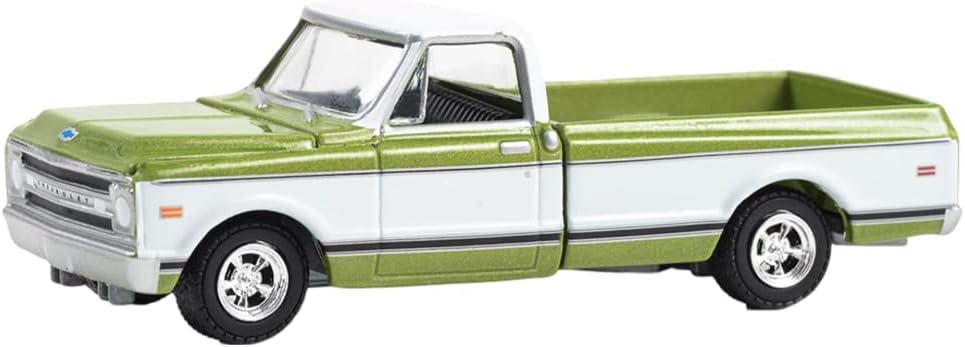 Greenlight 37300-C Barrett-Jackson ‘Scottsdale Edition’ Series 13-1972 Chevy C-10 Custom - Green/White (Lot #798) 1/64 Scale Diecast