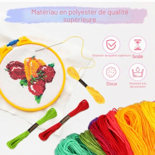 VynyQoo 52 Couleurs Fils Bracelet Brésilien, 60 Pièces, 8 m (6 Brins) Fil Broderie, Fil à Broder Pour Les Bracelets D'amitié, Projets Créatifs Adaptés aux Adultes et aux Débutants – vue 3