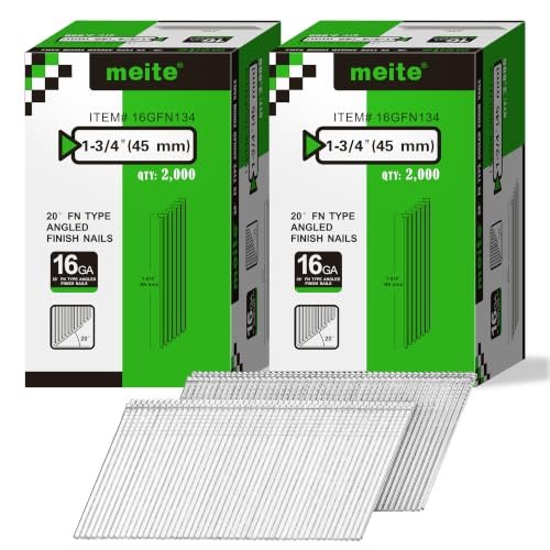 meite 16 Ga angled finish nails 1-3/4" 4000pcs galvanized no-rust finishing nails
