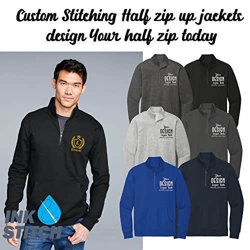 INK STITCH Men DT6106 Custom Logo Texts Stitching Design Your Own Fleece Half Zip up Sweatshirts3