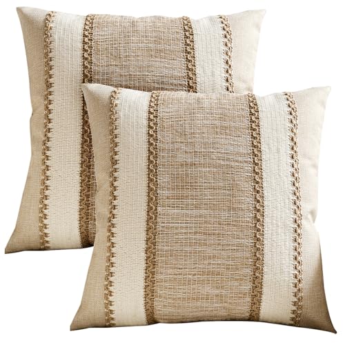 Ausing Boho Cushion Covers Set of 2 Khaki 45×45 cm Crochet Cushion Cover Athletic Modern Decoration Bedroom