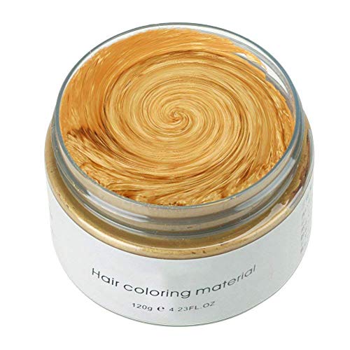 Hair Color Wax Wash Out Hair Color Instant Hair Wax Temporary,Unisex Multi-Color Hair Color Wax Mud 4.23 oz,Natural Hairstyle Hair Dye Cream for Men Women Kids Party Cosplay (Yellow)
