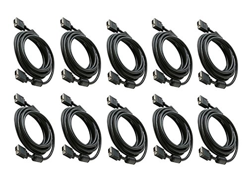 VGA to VGA Cable with Ferrite Cores 3 Feet (0.9 Meters) HD15 Male to Male SVGA Monitor Cable 3ft (0.9M) (10 Pack)