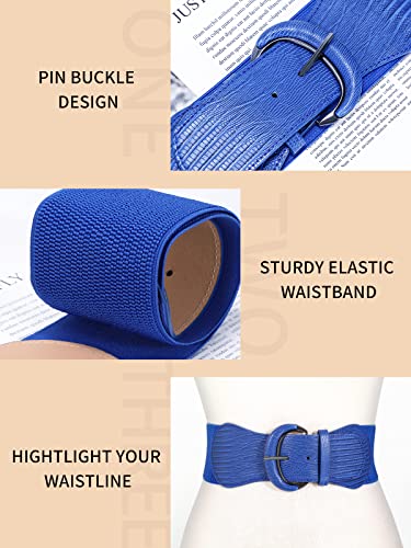 Image of WHIPPY 3 Pack 4 Pack Women Wide Elastic Waist Belt Vintage Stretchy Belt Waistband for Ladies Dresses