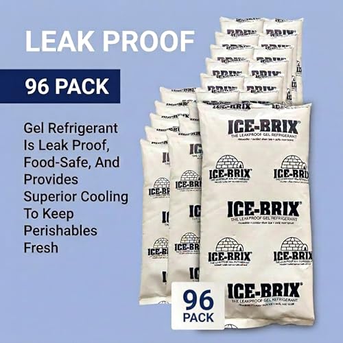 Image of ICE-BRIX Reusable Gel Ice Packs for Shipping, 5 x 2.75 x 0.75 in, 3 oz White (96 Pack) - Compact Cold Packs for GLP-1 Medication Mailers, Lunch Boxes, Small Coolers, Frozen Food & Perishables