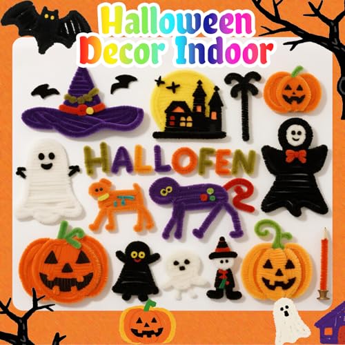Image of Black Pipe Cleaners Craft Bulk,Arts Crafts,100PCS Chenille Stems,Christmas Gifts Toys for Ages 8-13,Halloween Decorations Art Supplies for Projects Creative DIY Room Decor,Crafts for Adults