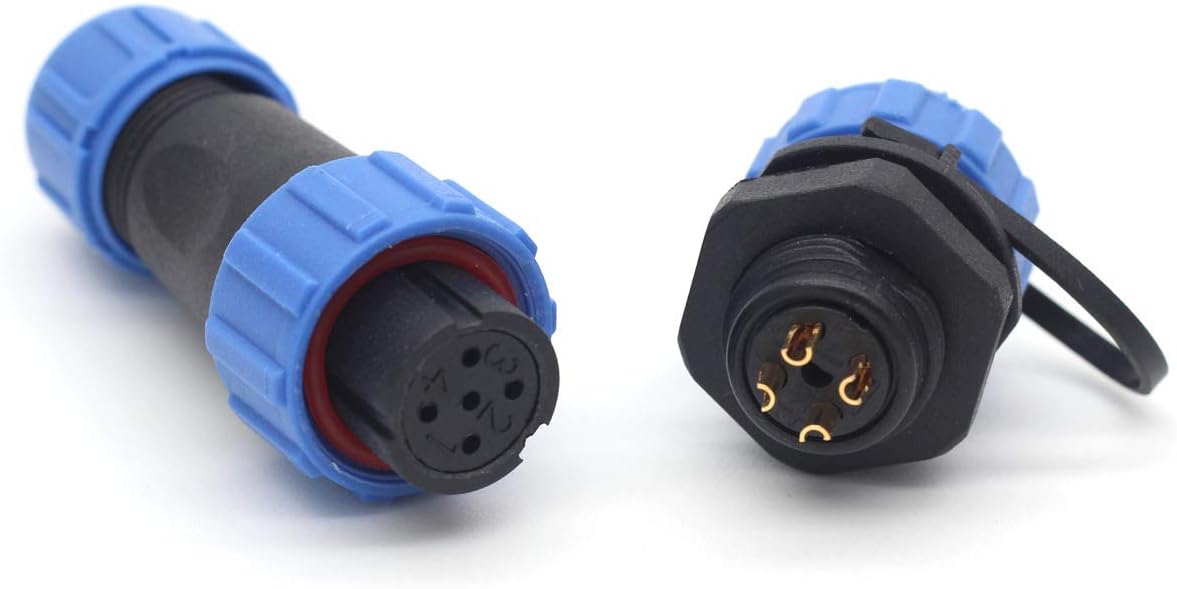 SP13 2pin/3pin/4pin/5pin/6pin/7pin/ 9pin Waterproof Aviation Cable Connectors Plug and Socket IP67,Outdoor Circular Power Wire Connector (4pin, Panel Mount-Plug(Female)&Socket(Male))