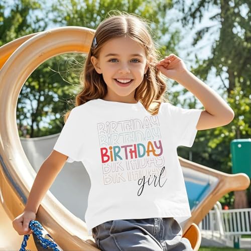 Image of Birthday Girl Shirt Kids Birthday Princess T-Shirt Toddler Girls Birthday Party Tee Cute Birthday Family Tee Tops
