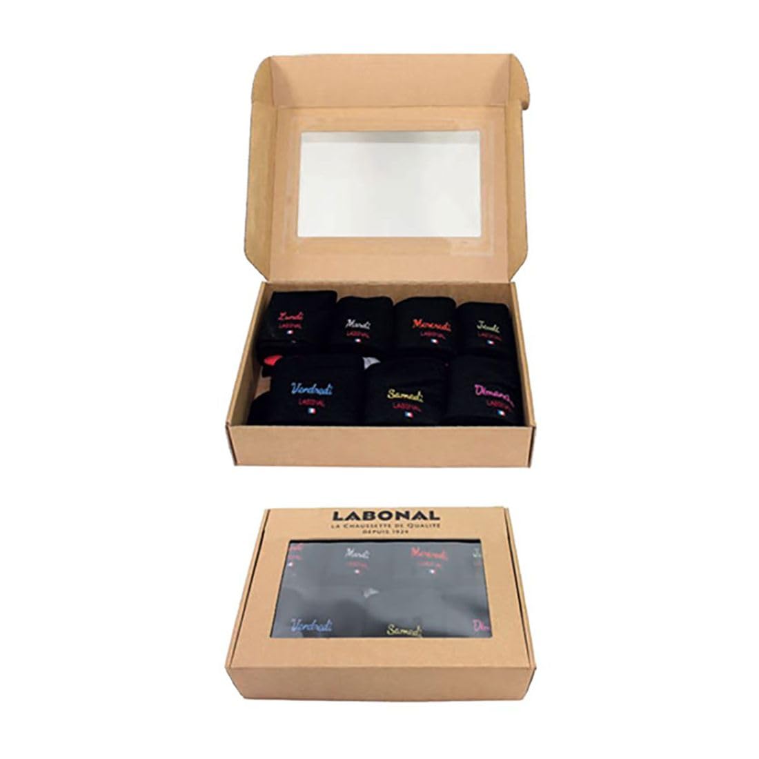 Labonal. Semainier Chaussettes. Semainier 7 paires, Coton. Multicolore. FABRIQUE EN FRANCE