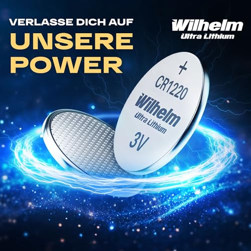10 x CR1220 CR 1220 WILHELM Lithium Knopfzelle 3V 40mAh ø12x2,0mm Batterie DL1220