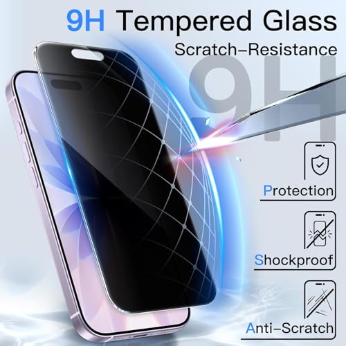 Image of Supershieldz (2 Pack) True 4-way 360 Privacy Tempered Glass Screen Protector Guard for iPhone 17 /16 Pro