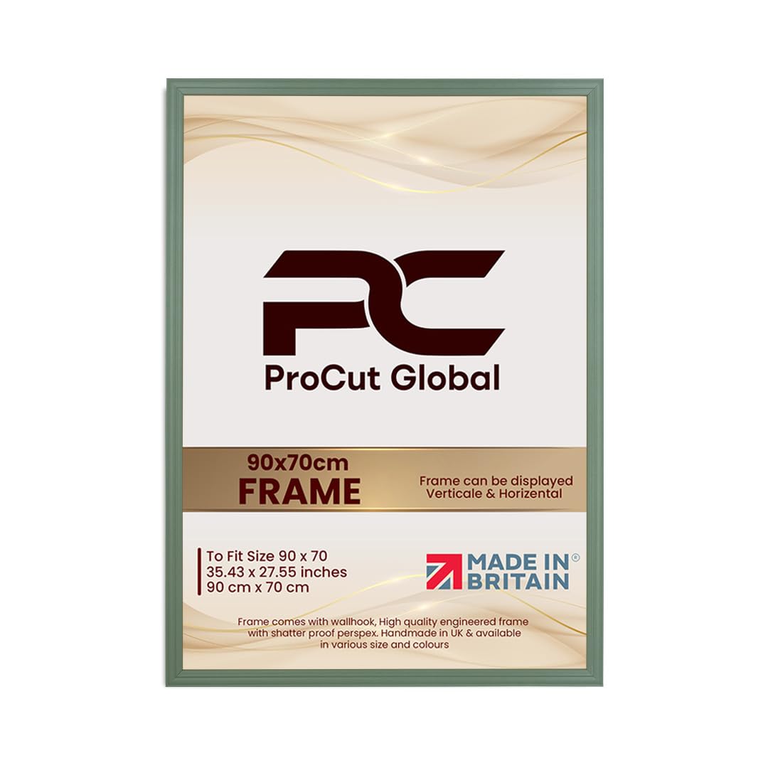 Procut Global 90x70CM Green Picture Frames - Classic Wooden Photo Frame with Shatterproof Perspex for Wall or Tabletop - Perfect for Posters, Certificates & Prints - Sizes & Colors Available — image 1