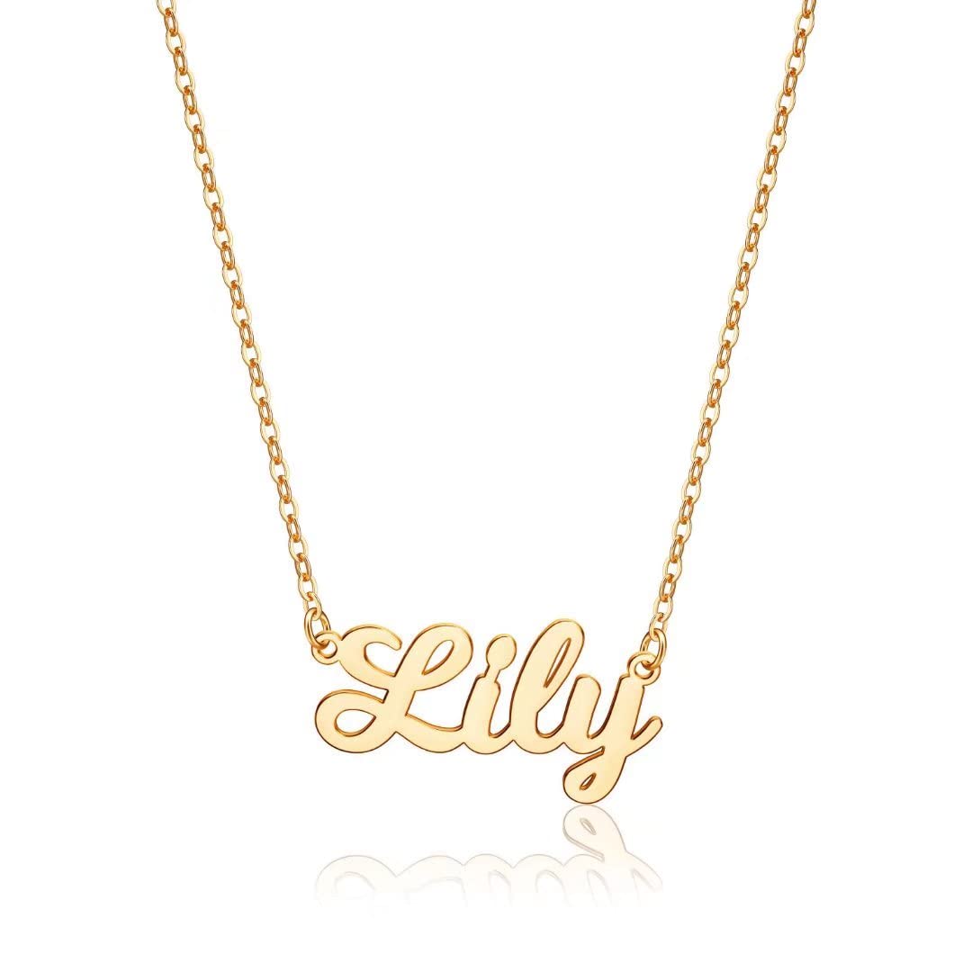 UrsteelCustom Name Necklace Personalized, 14K Gold Plated Personalized Name Necklace Dainty Name Plate Necklace Jewelry Personalized Gifts for Women