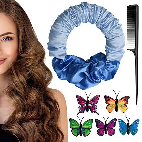 2022 New Soft Heatless Curling, Centuckos Magic Soft Hair Curler No Heat, Lazy Scrunchie Rollers, Silk Hair Curler Scrunchies Curlers for Women Long Hair Overnight (Present Comb & Butterfly Hairclip)