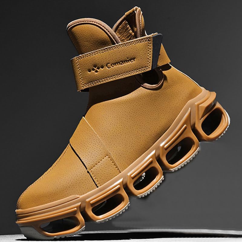 Image of Mens Chelsea Boots Casual For Men Blade Sneakers Sport Fashion High Top Men's Brown Black Size Boot Shoes Man Shoe