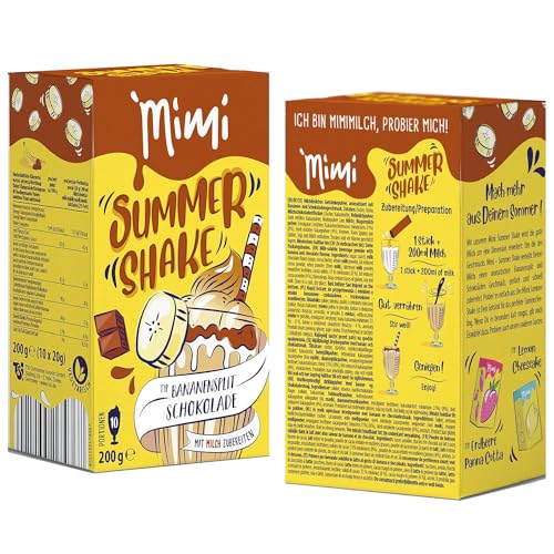 Mimi Summer Shake Banana Split Chocolate 16 x 200 g de 10 porciones – Paquete ahorro – Refrescante bebida de verano, bebida soluble en polvo para fiestas