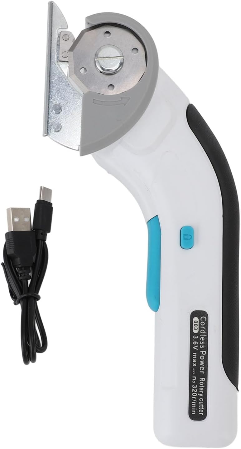 Electric Fabric Scissors Cutter, 3.6V Rechargeable Cordless with Safety Lock for Leather, Carpet, and Cardboard, Suitable for DIY Crafting, Home Improvement