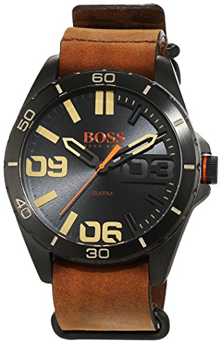 Preisvergleich Produktbild Hugo Boss Orange Herrenarmbanduhr Quartz Analog mit braunem Lederarmband 1513316