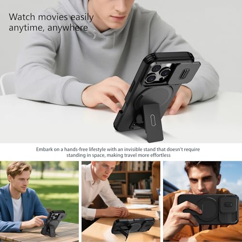 Coque magnétique iPhone 16 Pro Max antichoc avec béquille de support et protection - 5