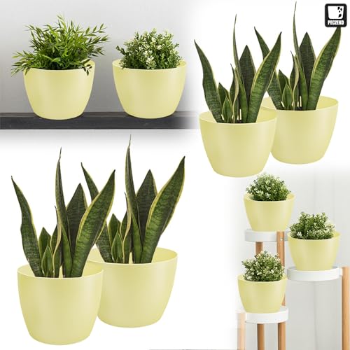 TULMERO Blumentopf matt, Pflanzkübel aus Übertopf Kunststoff Dekorativer Topf für, groß und klein Pflanzen, 2er-Set… – Ansicht 2